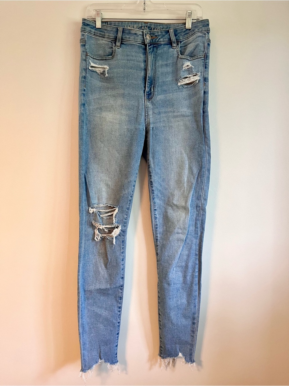American Eagle Light Blue Distressed High-Rise Skinny Jeans